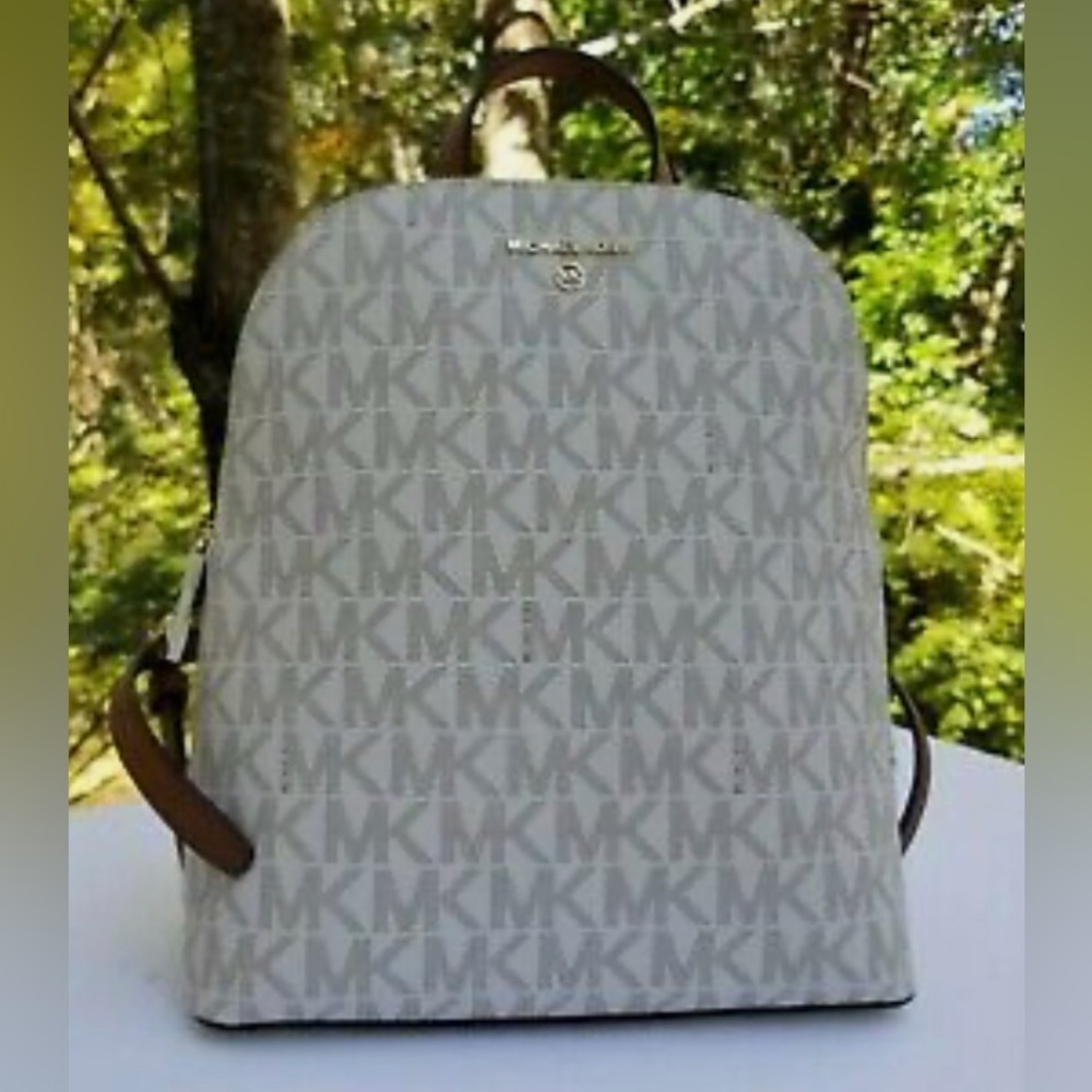⭐️⭐️⭐️Michael Kors CINDY Large Backpack Vanilla/Luggage BRAND NEW WITH TAGS